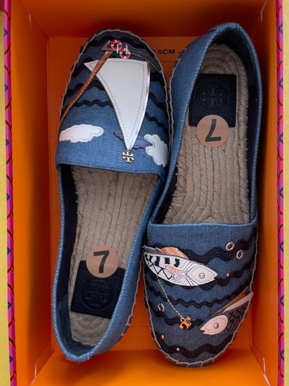 Tory Burch Seaside Espadrille Size 7 Denim Chambray